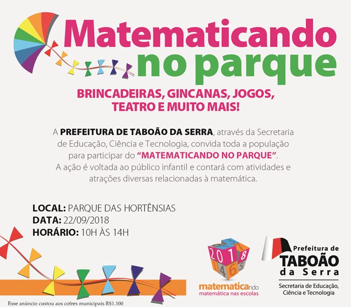 Matematicando no Parque chega a segunda edição em Taboão da Serra