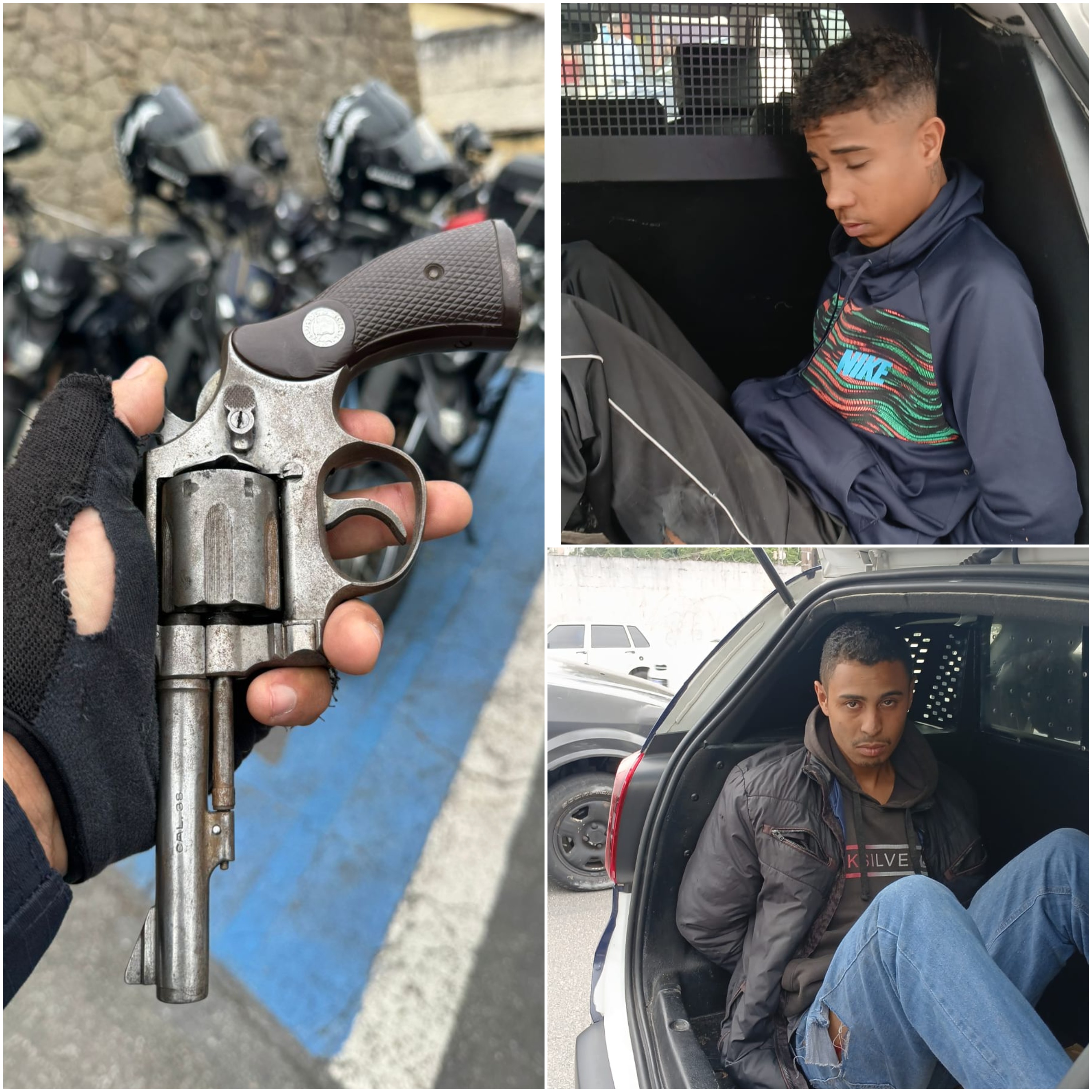 Foto da reportagem Dupla em motos com placas adulteradas é presa após roubo de aliança em Taboão da Serra